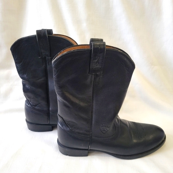 Mens Ariat Heritage Black Leather Roper Boots Size 8.5B - Picture 15 of 16